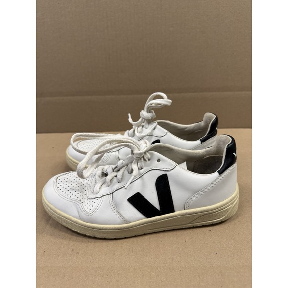 Veja V-10 Women's Size 6 White Leather Lace‎ Up Low Casual Sneakers Shoes - Picture 5 of 9